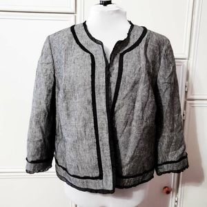Kasper Heathered Chiffon-Trim Open Blazer